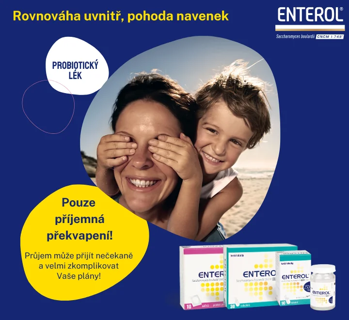 Enterol. Rovnováha uvnitř, pohoda navenek. Pouze příjemná překvapení. Průjem může přijít nečekaně a velmi zkomplikovat vaše plány. Enterol. Rovnováha uvnitř, pohoda navenek. Pouze příjemná překvapení. Průjem může přijít nečekaně a velmi zkomplikovat vaše plány.