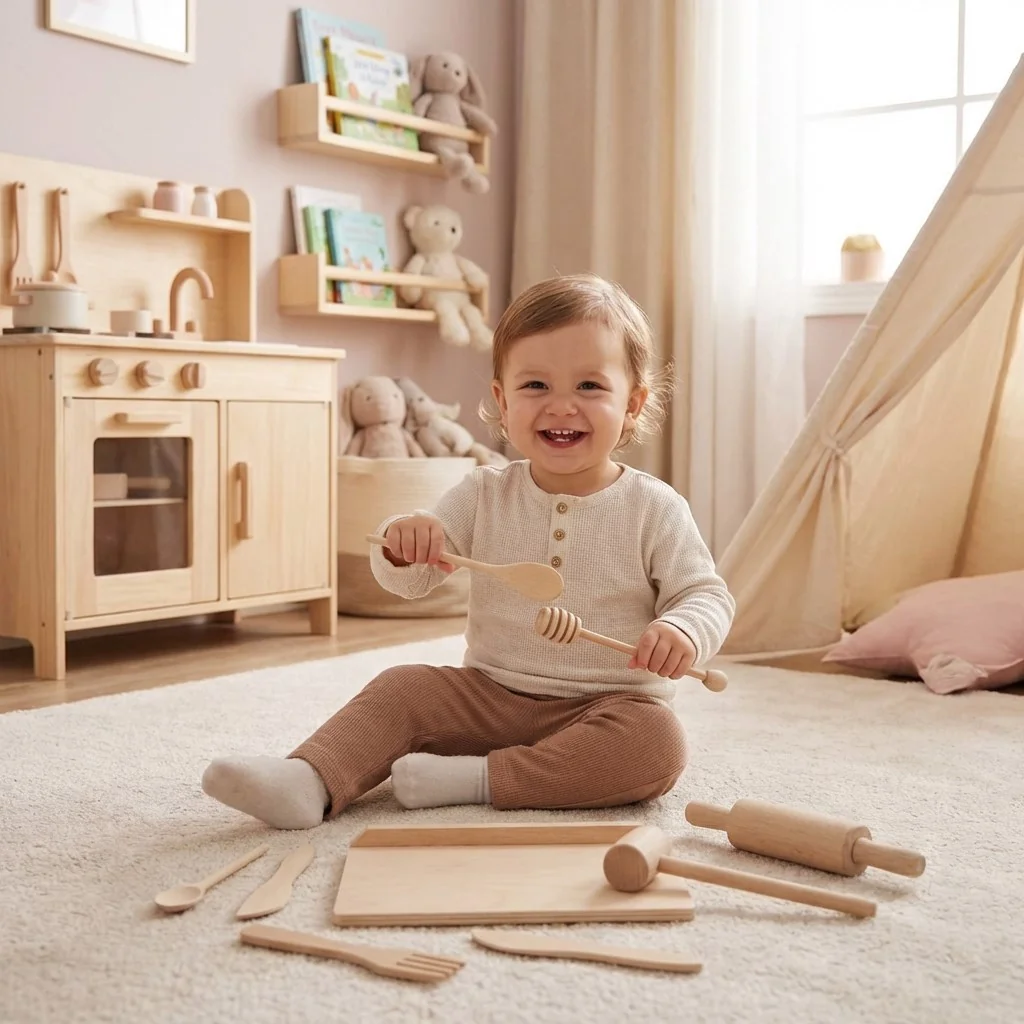 Baby Mix Dřevěná kuchyňská sada pro malé šéfkuchaře