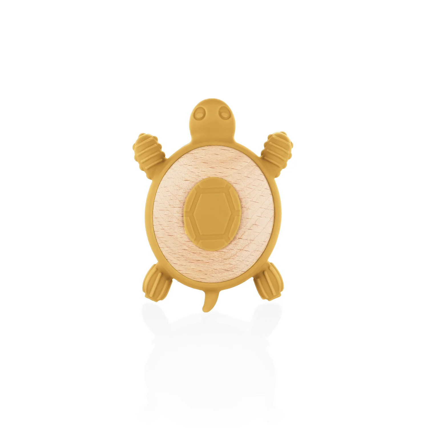 Zopa Silikonové dřevěné kousátko Turtle, Mustard Yellow 4