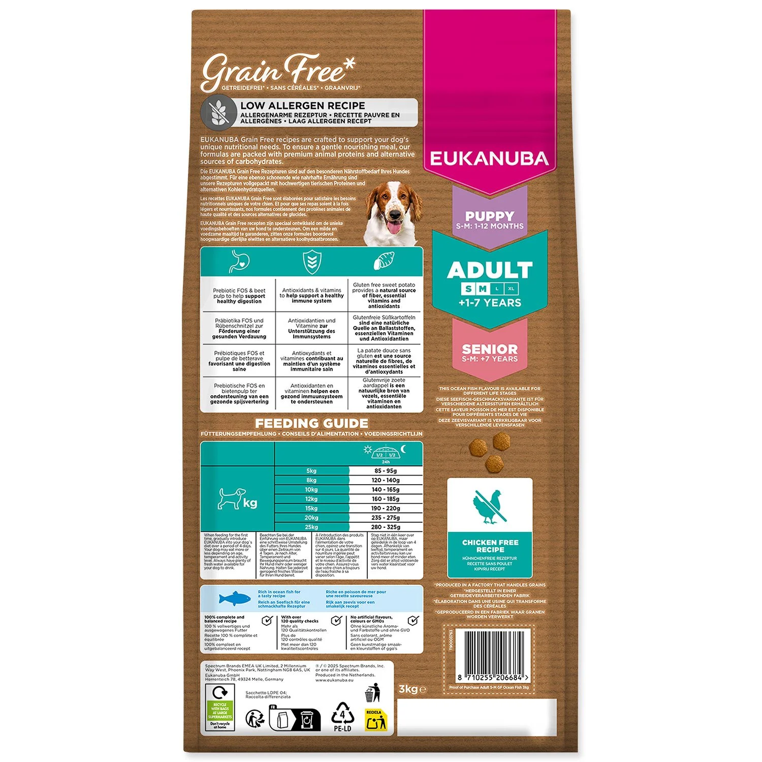Eukanuba Krmivo Grain Free Adult Small & Medium rich in ocean fish 3kg