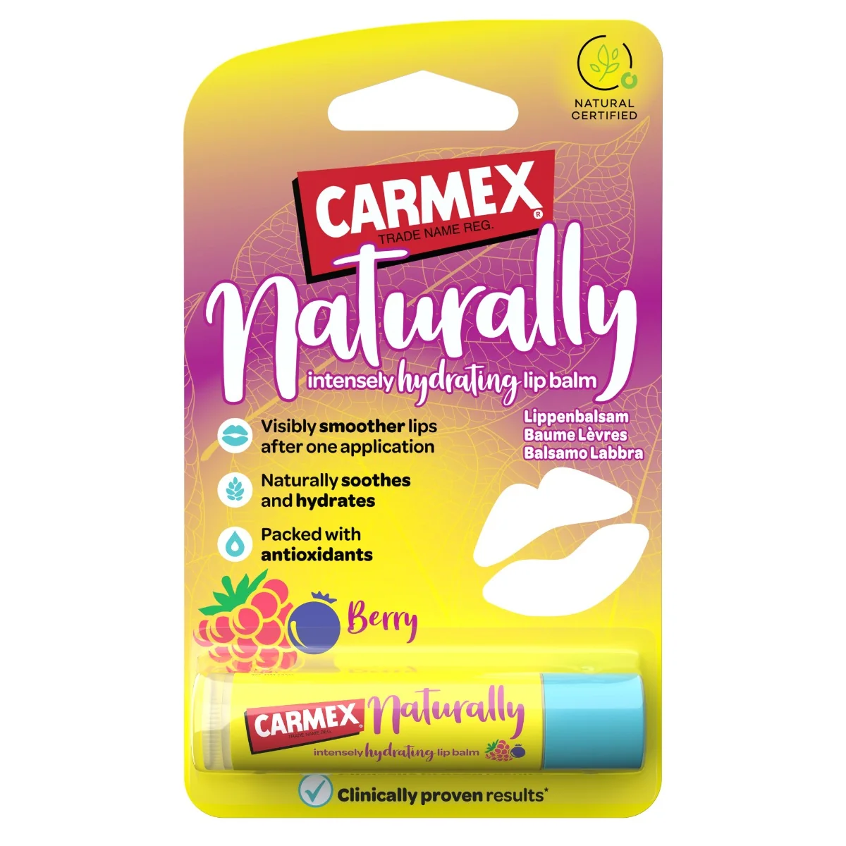 CARMEX Natural Hydratační balzám na rty malina borůvka 4,25 g