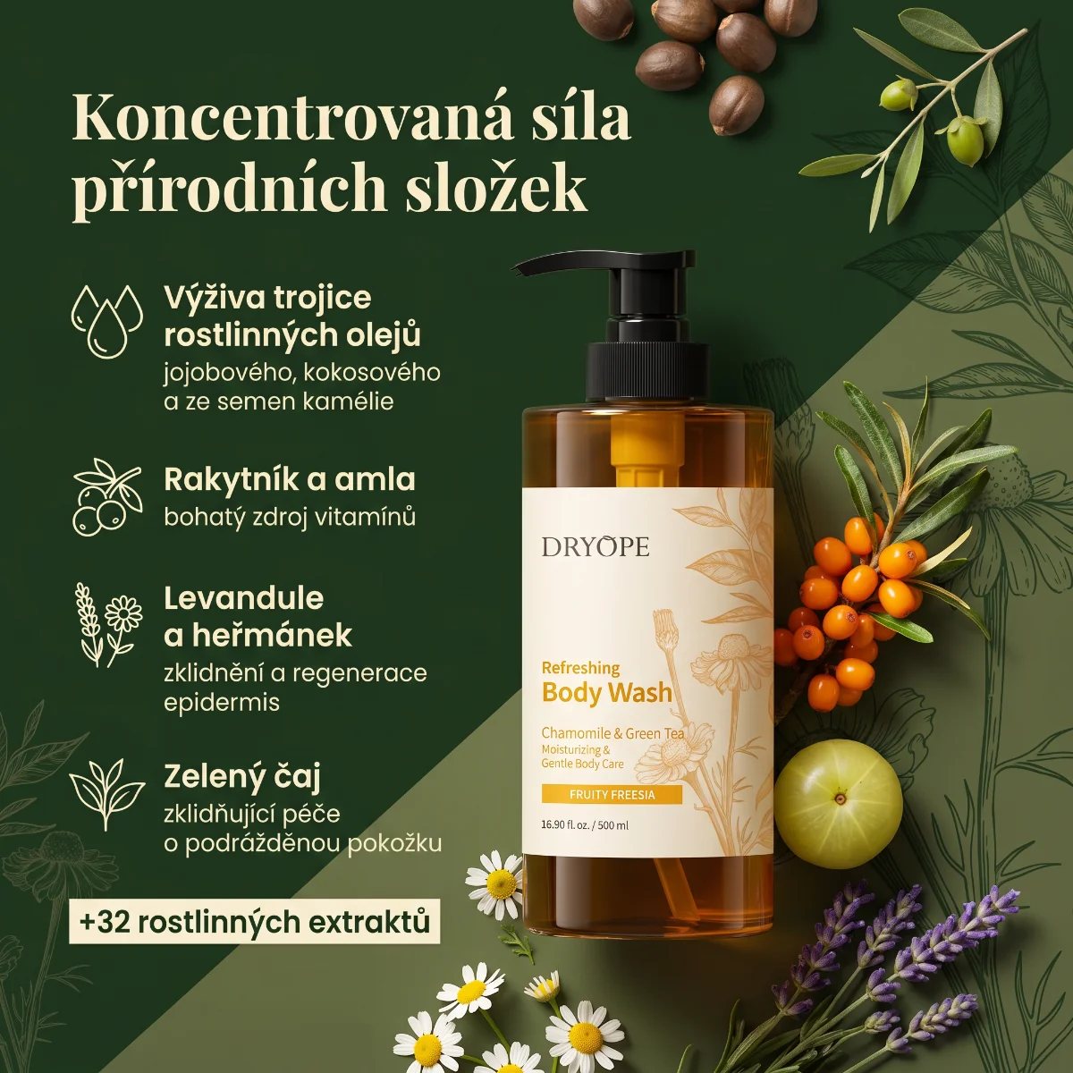 DRYOPE Fruity Freesia osvěžující body wash 500 ml