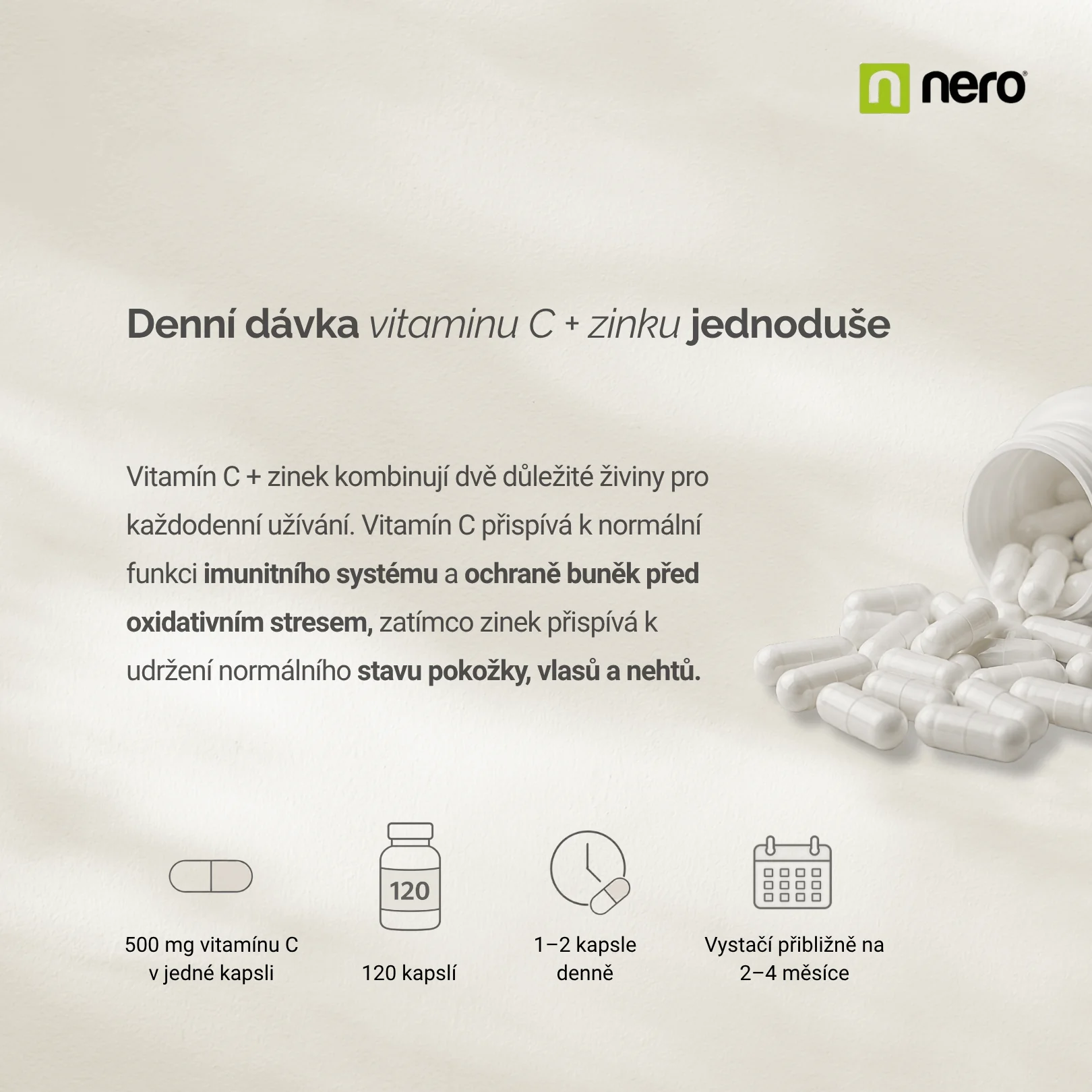 NERO Vitamin C + Zinek 120 kapslí