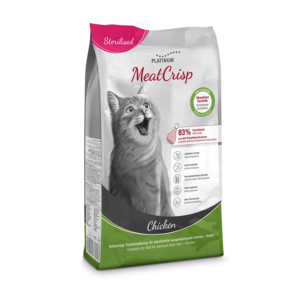 Platinum MeatCrisp Sterilised Chicken - Kuře pro kastrované kočky 3 kg