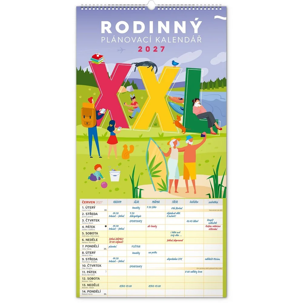 NOTIQUE Rodinný plánovací nástěnný kalendář XXL 2027 33 × 64 cm
