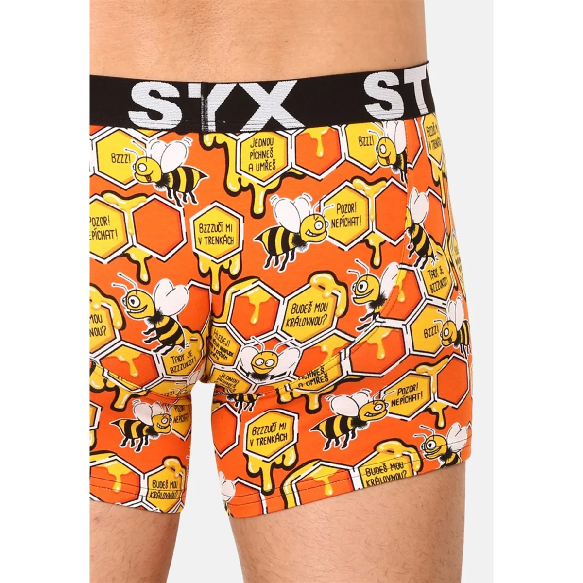 Styx Pánské boxerky long art sportovní guma včelky (U1654) L