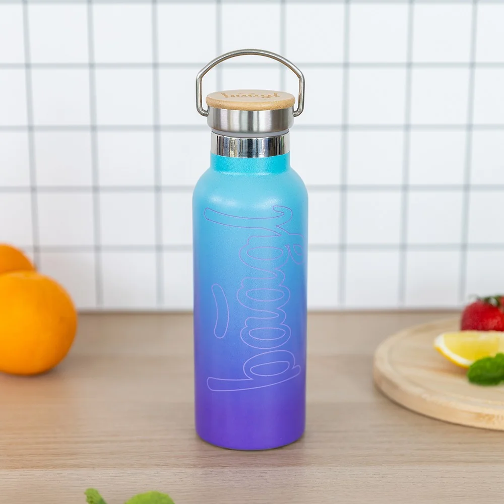 Baagl Termoláhev s bambusovým víčkem Gradient modro-fialová, 500 ml