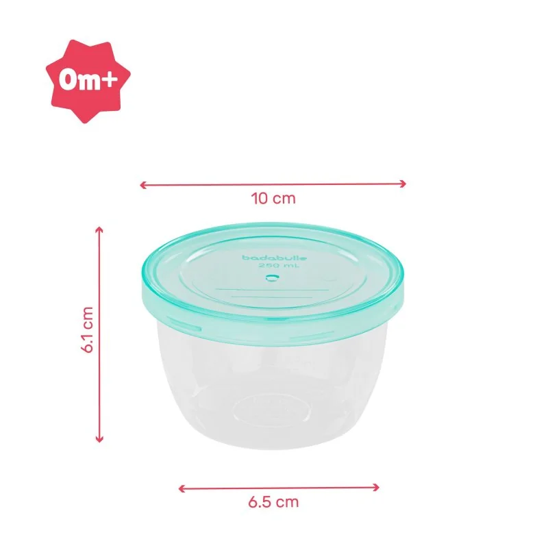 Badabulle misky s víčky MAXI FUN COLORS 250ml sada 12ks