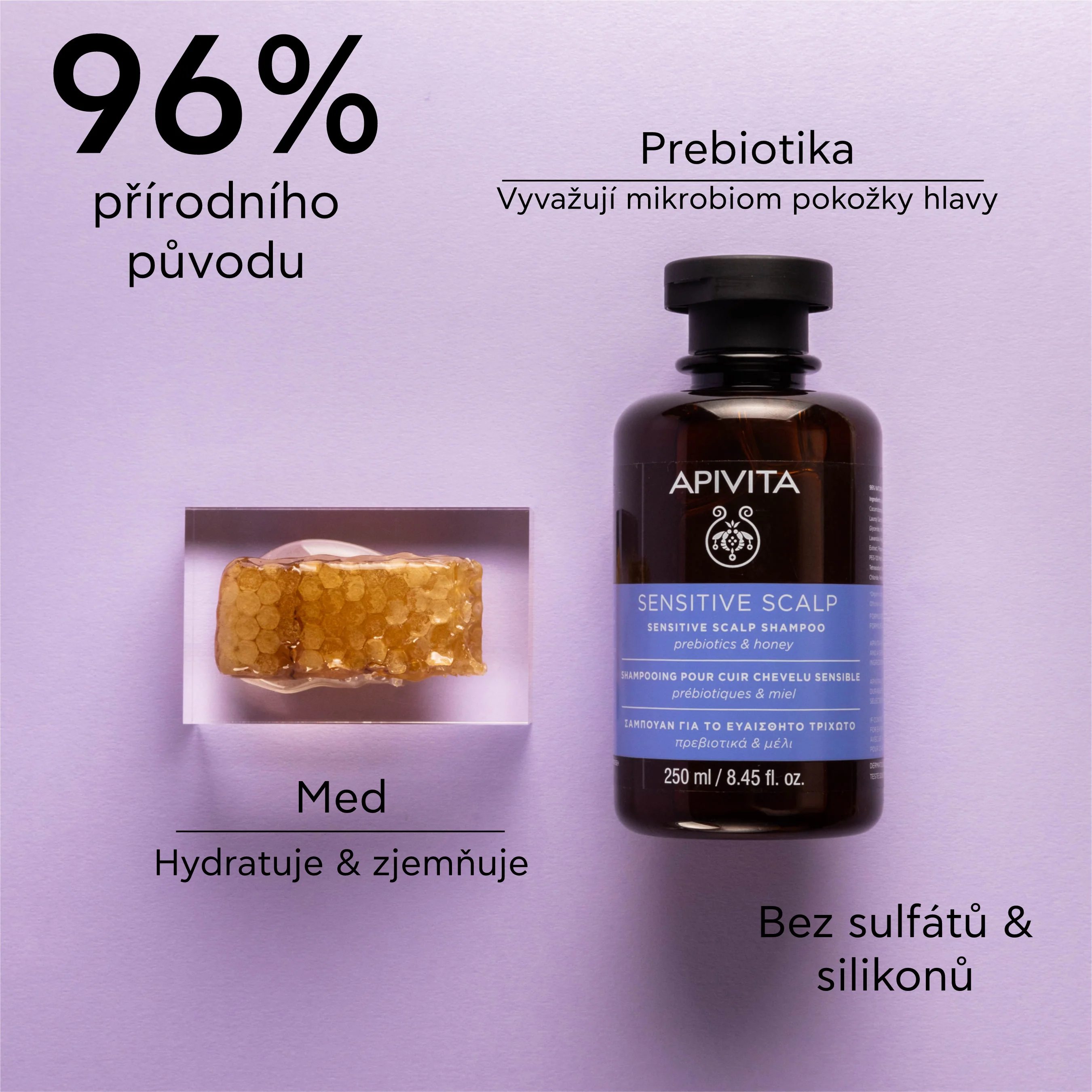 APIVITA Sensitive Scalp šampon na citlivou pokožku hlavy 250 ml