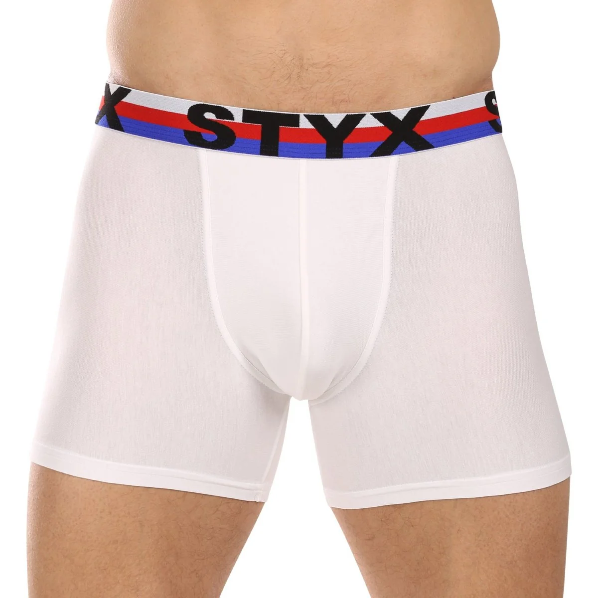 Styx 3PACK pánské boxerky long sportovní guma bílé trikolóra (3U2061) L