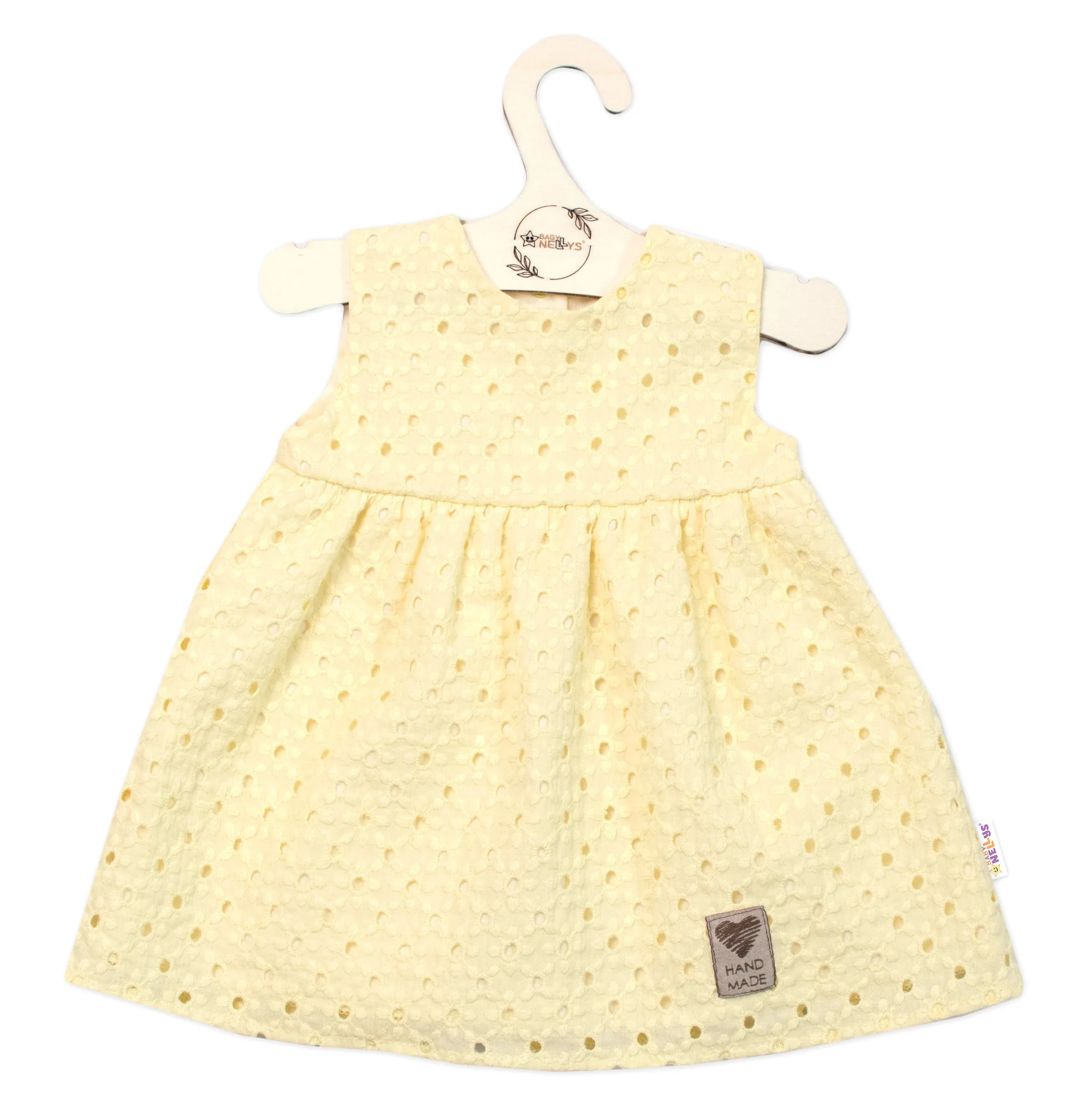 Baby Nellys Lehké Handmade šatičky Madeira, žluté, vel. 104 vel. 104