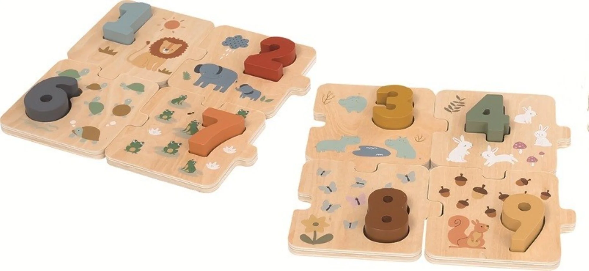 2Kids Toys Dřevěné Puzzle Počítání se zvířátky, 20 dílů