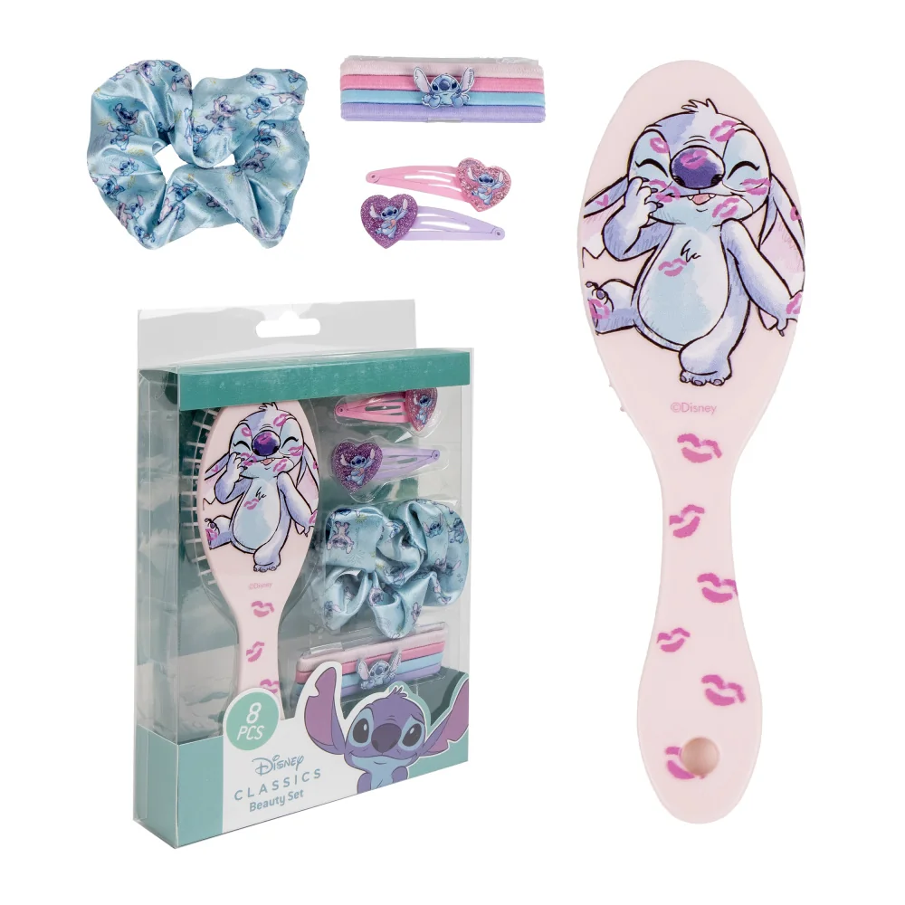 Cerdá Dárková sada vlasových doplňků s kartáčem Stitch 7 ks
