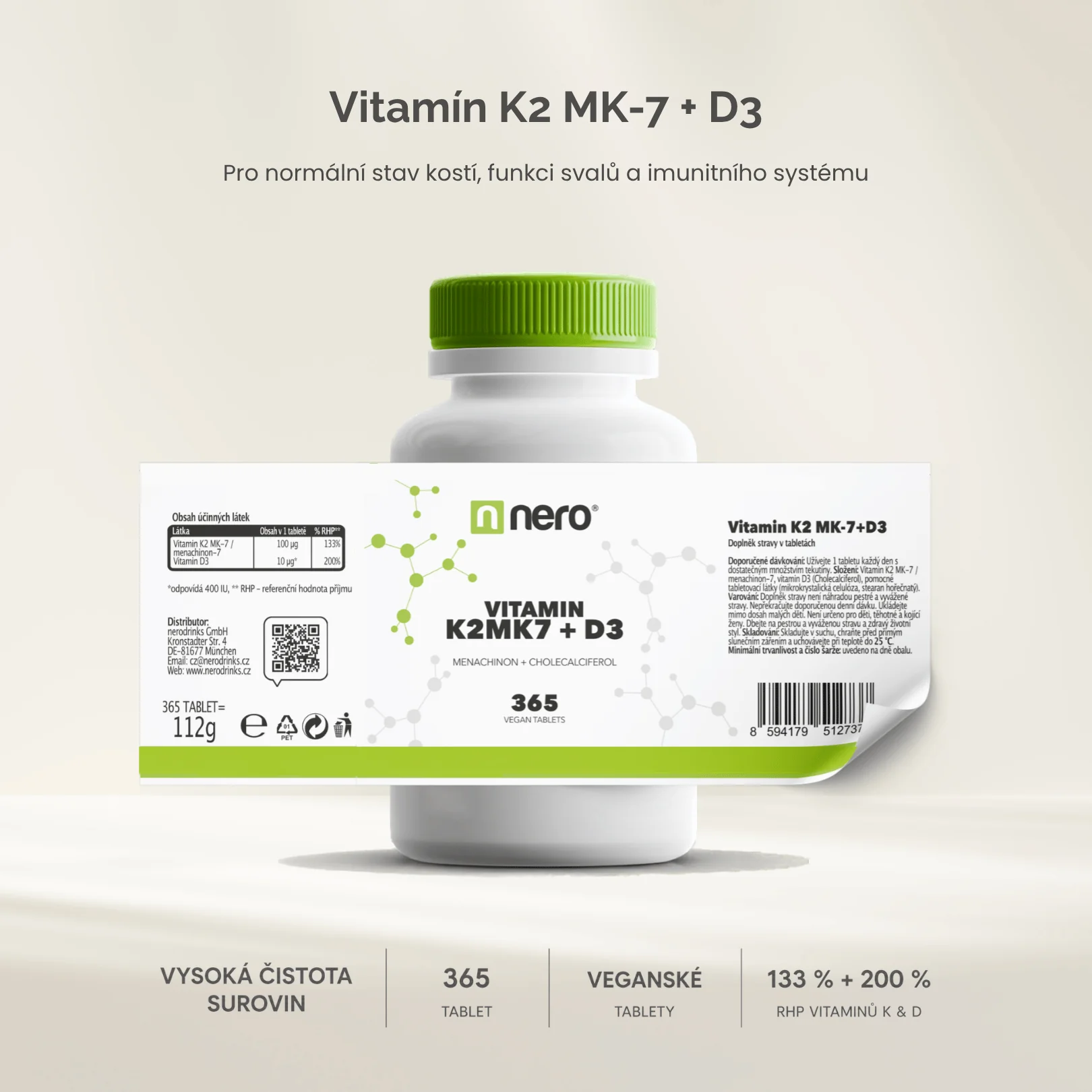 NERO Vitamin K2MK7+D3 365 tablet