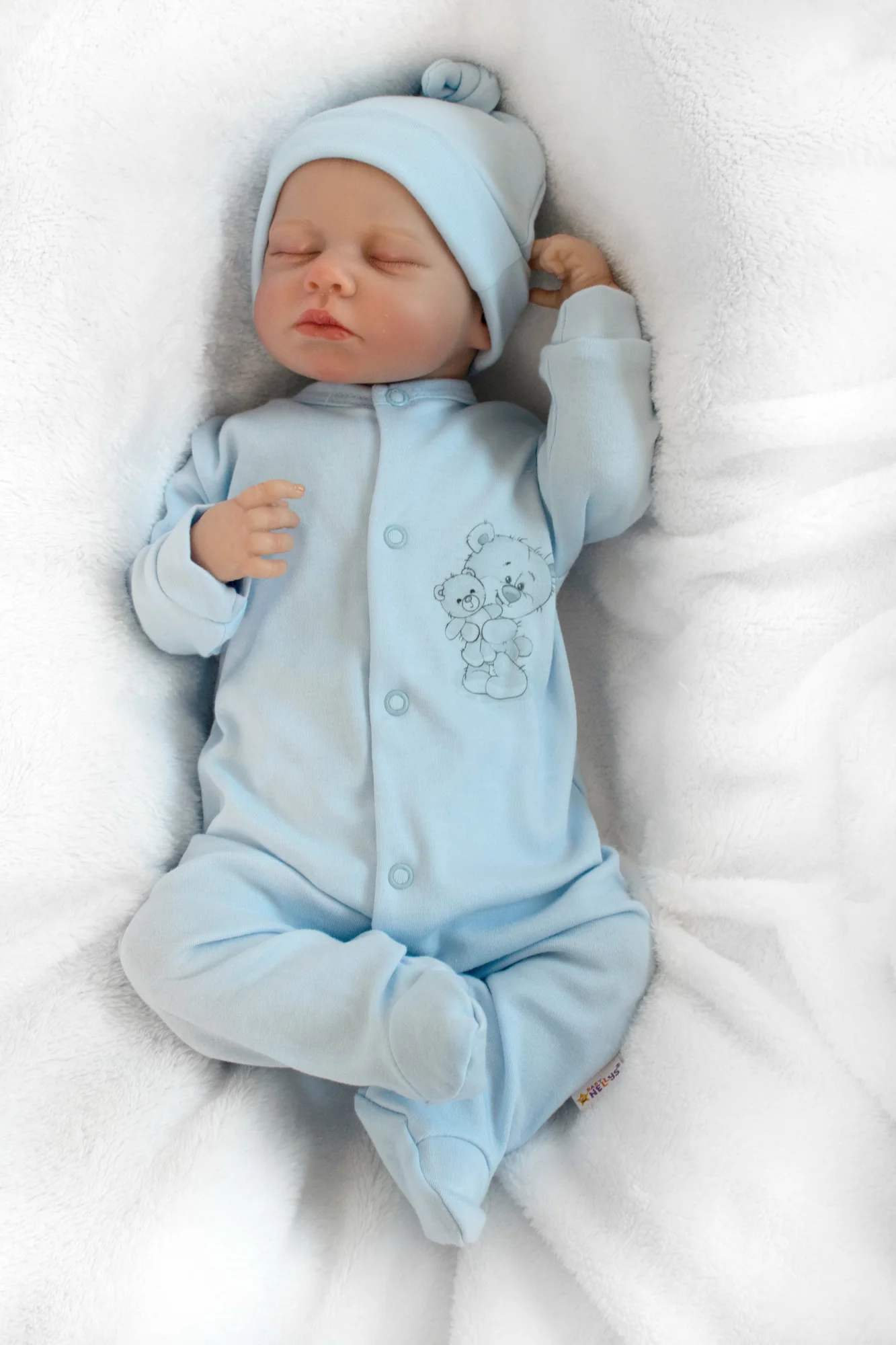 Baby Nellys Soupravička pro miminko, 5D, Little Teddy, modrá, vel. 50