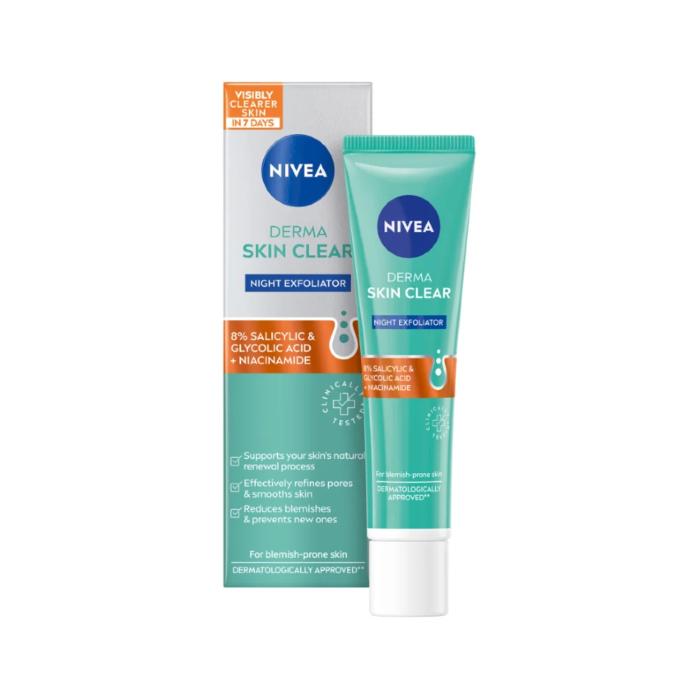 Nivea Derma Skin Clear noční exfoliator 40 ml