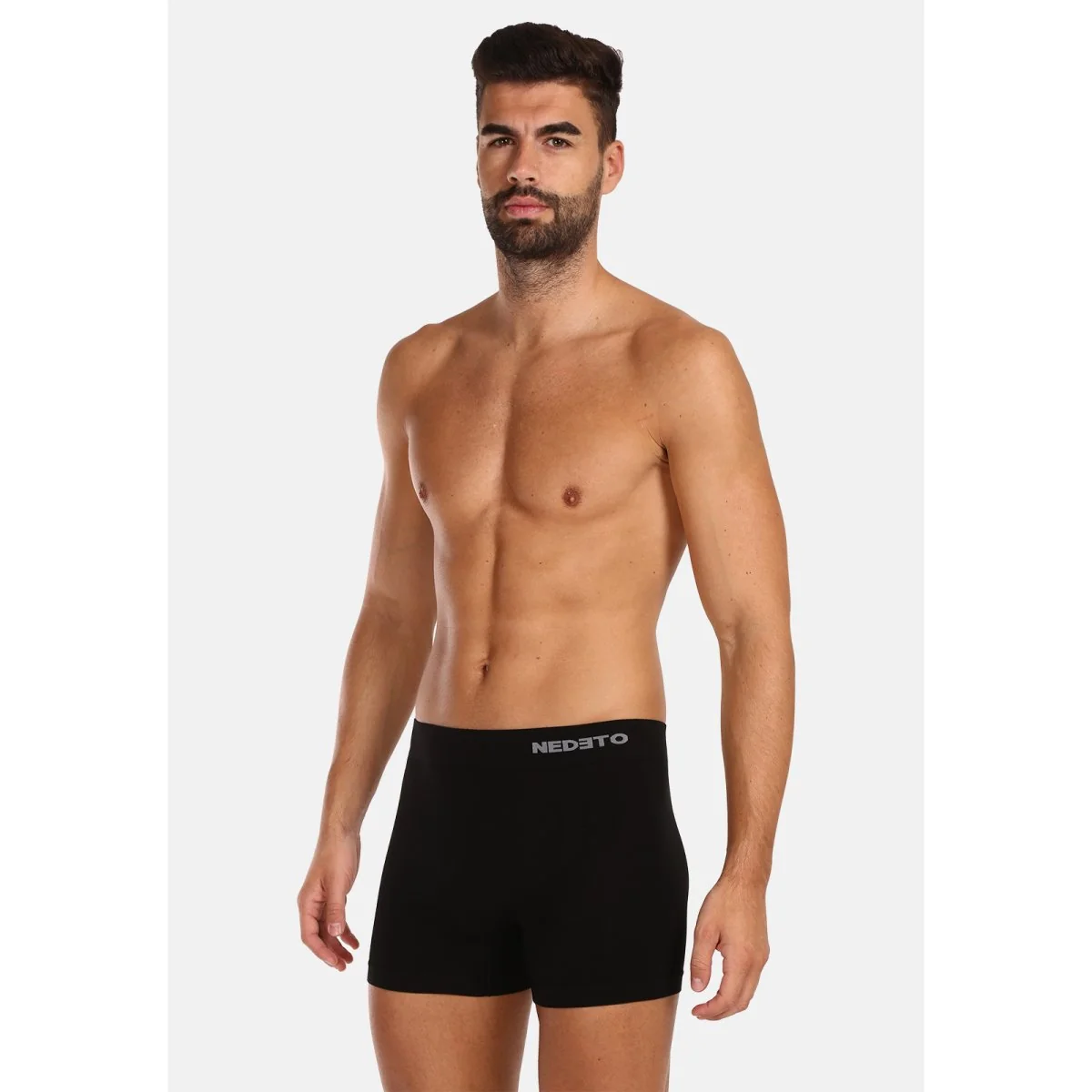 Nedeto 5PACK pánské boxerky bezešvé bambusové černé (5NDTB001S) XXL