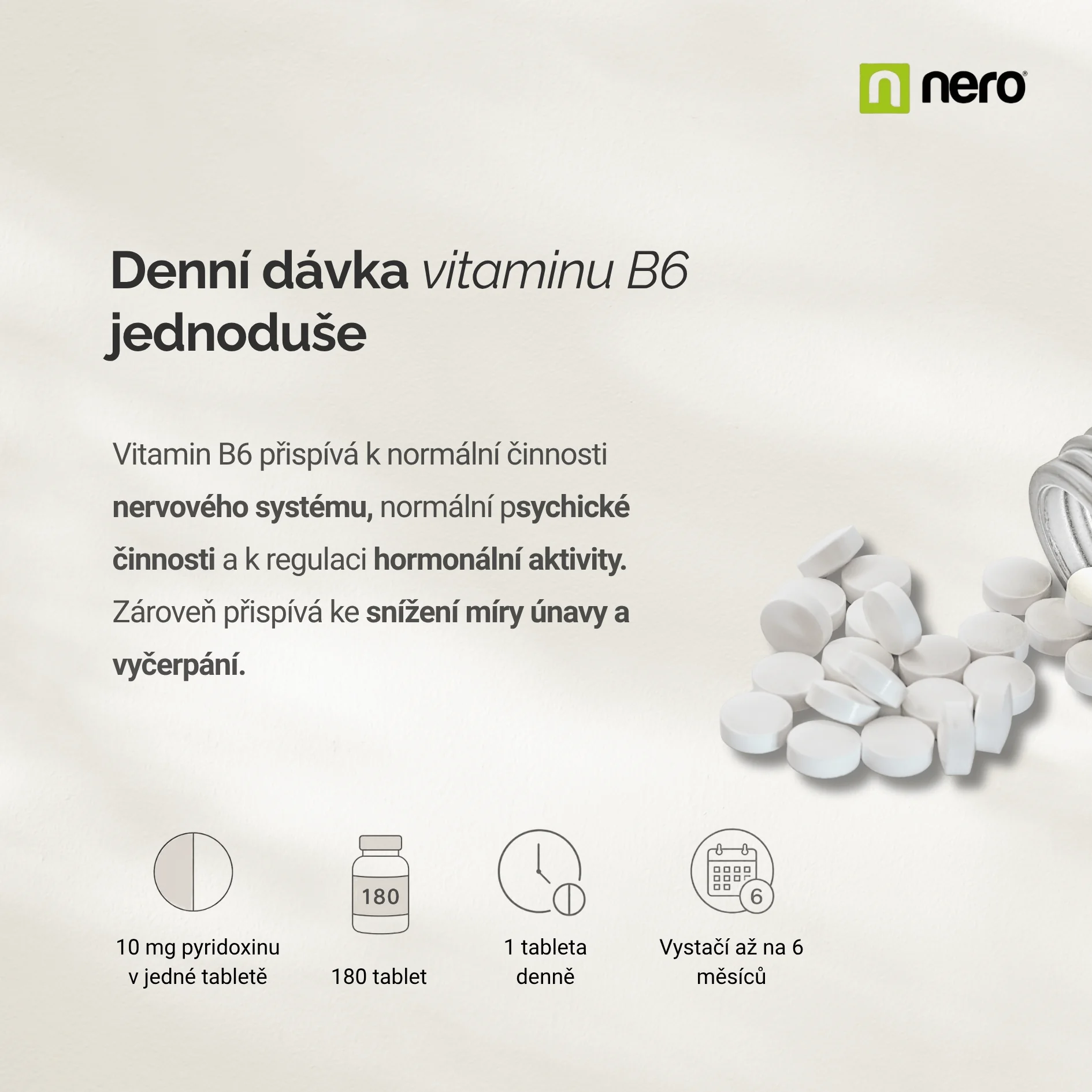 NERO Vitamin B6 Pyridoxin Premium 180 tablet