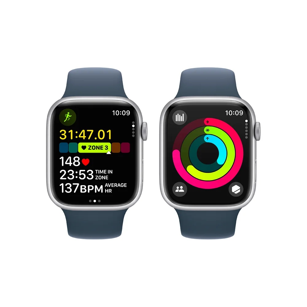 Apple Watch S9 45 mm sport band S/M smart hodinky Silver/Storm Blue