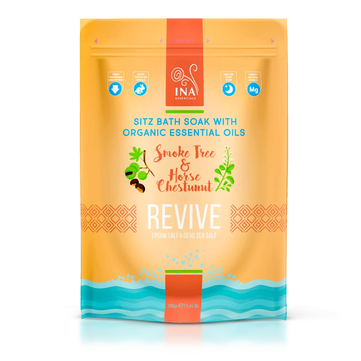 InaEssentials Revive Koupelová sůl na unavené nohy a poporodní péči 330 g