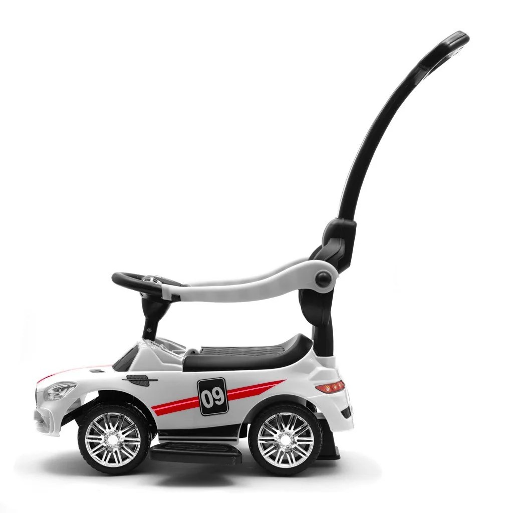 Baby Mix Dětské odrážedlo se zvukem a vodící tyčí RACER bílé