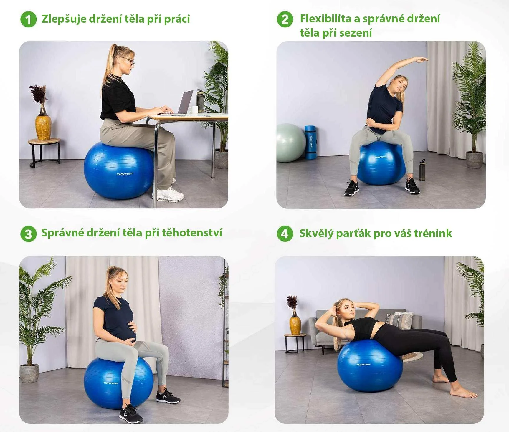 Tunturi Gymnastický míč zesílený 55 cm varianta stříbrný