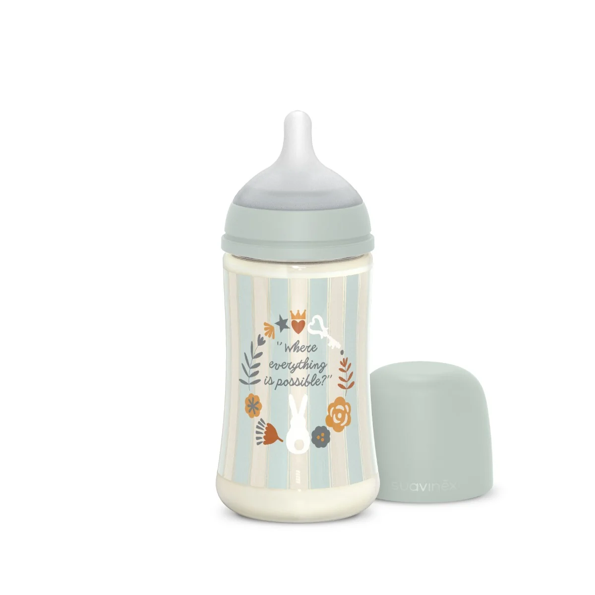 Suavinex Wonderland Kojenecká láhev průtok M 3m+ 270 ml 1 ks zelená