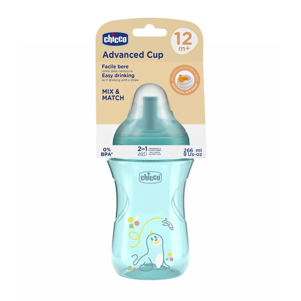 Chicco Hrneček Advanced se slámkovým náústkem 12m+ 266 ml teal