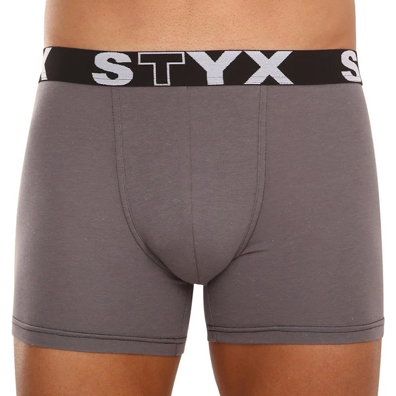 Styx Pánské boxerky long sportovní guma tmavě šedé (U1063) L