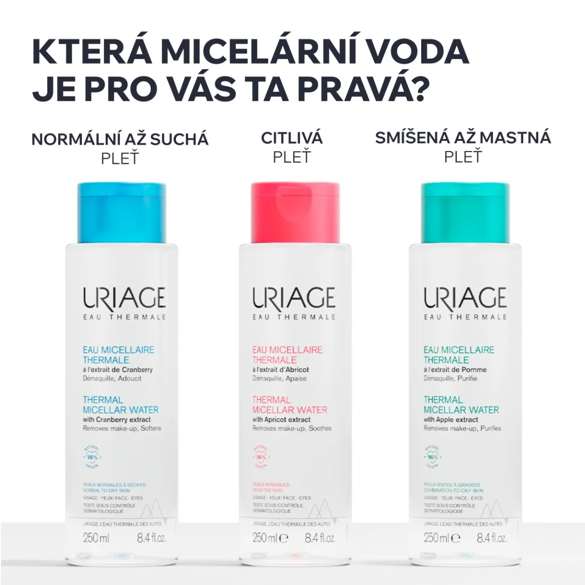 Uriage Micelární termální voda pro smíšenou až mastnou pleť 500 ml