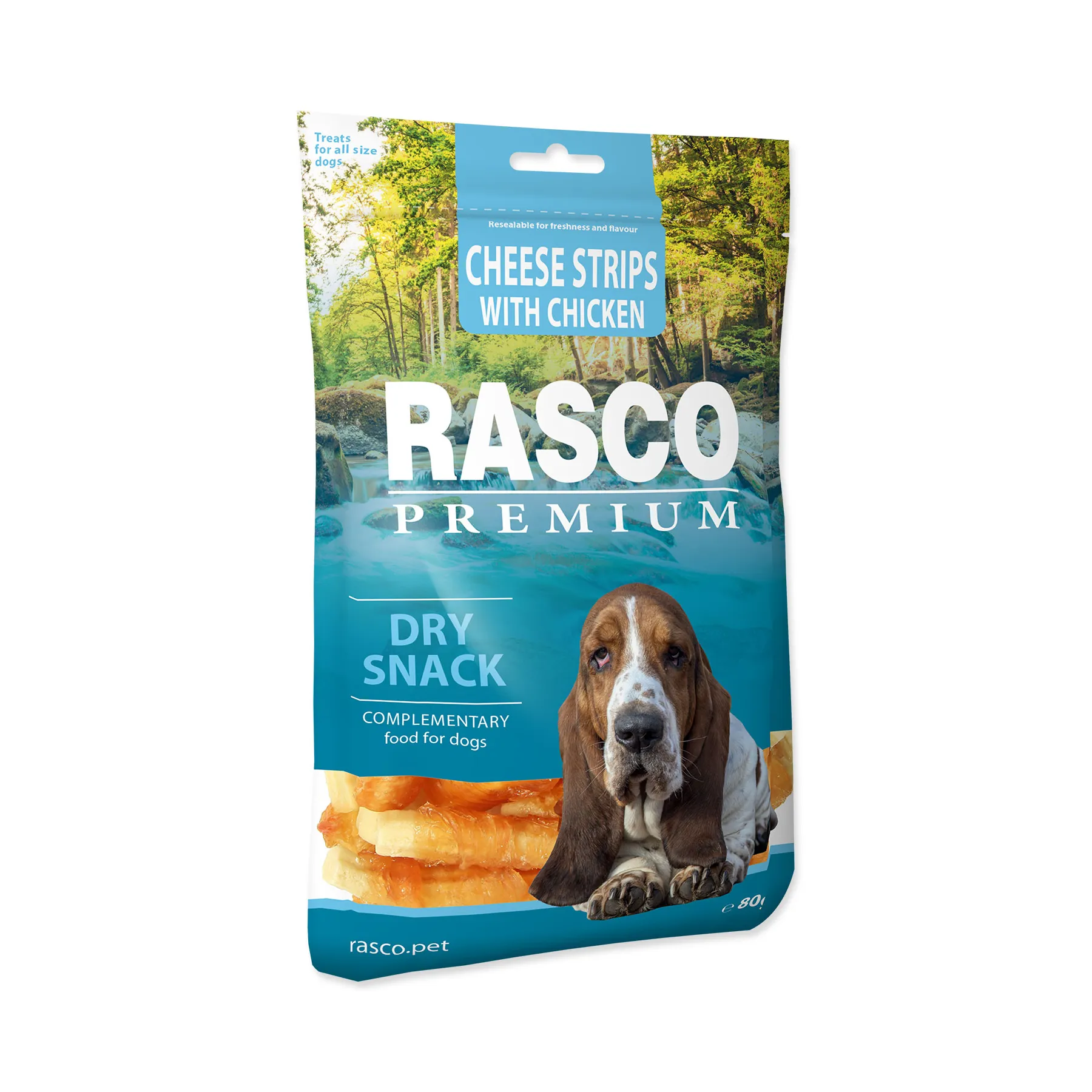 Rasco Premium Proužky sýru obalené kuřecím 80 g