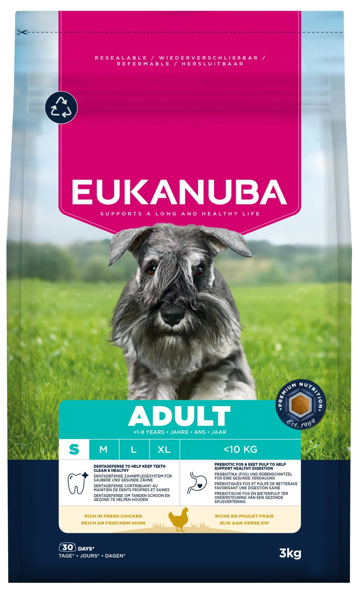 Eukanuba Krmivo Adult Small breed rich in fresh chicken 3kg