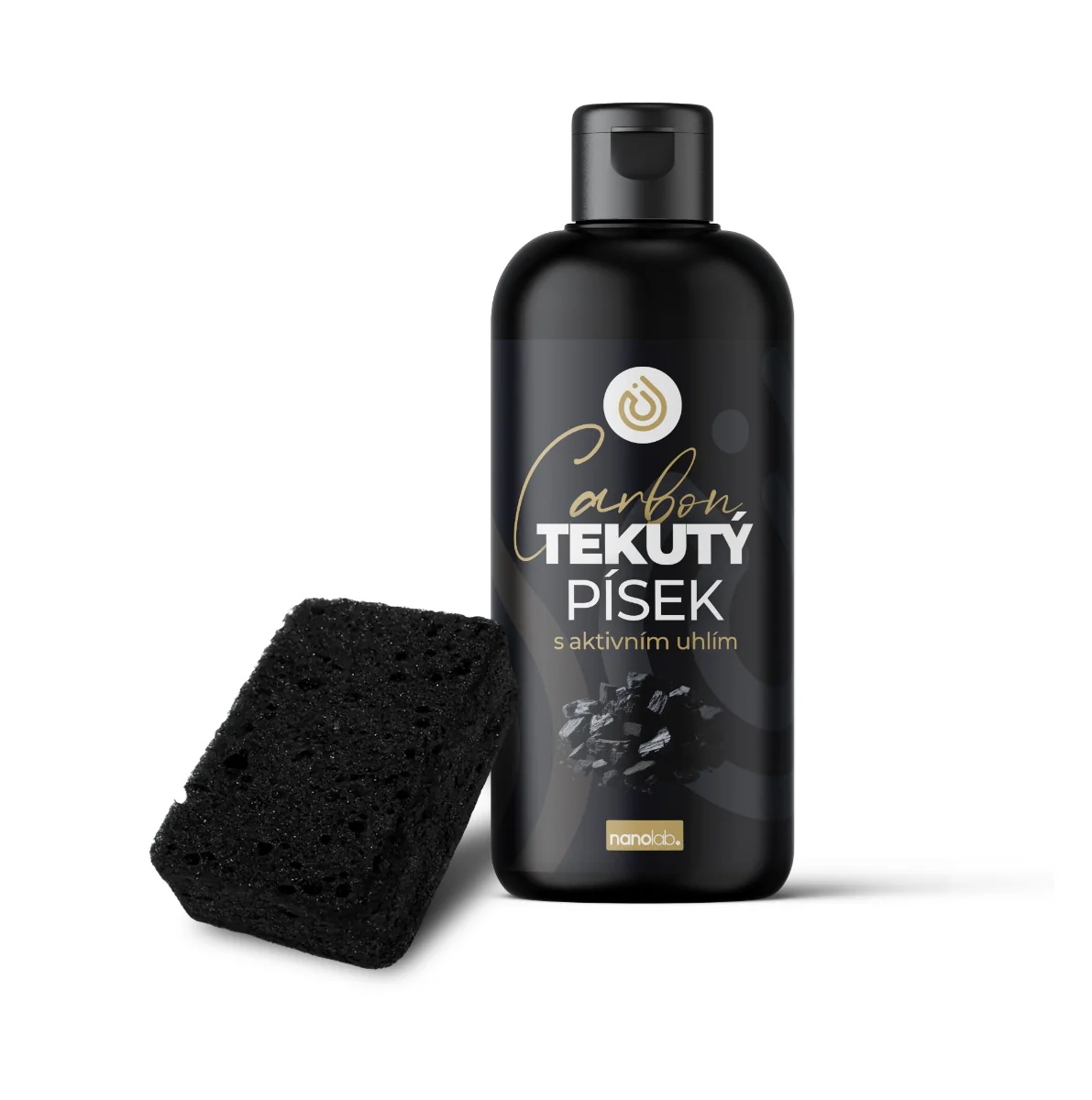 Nanolab Carbon Tekutý písek s aktivním uhlím 500 ml + houbička 1 ks