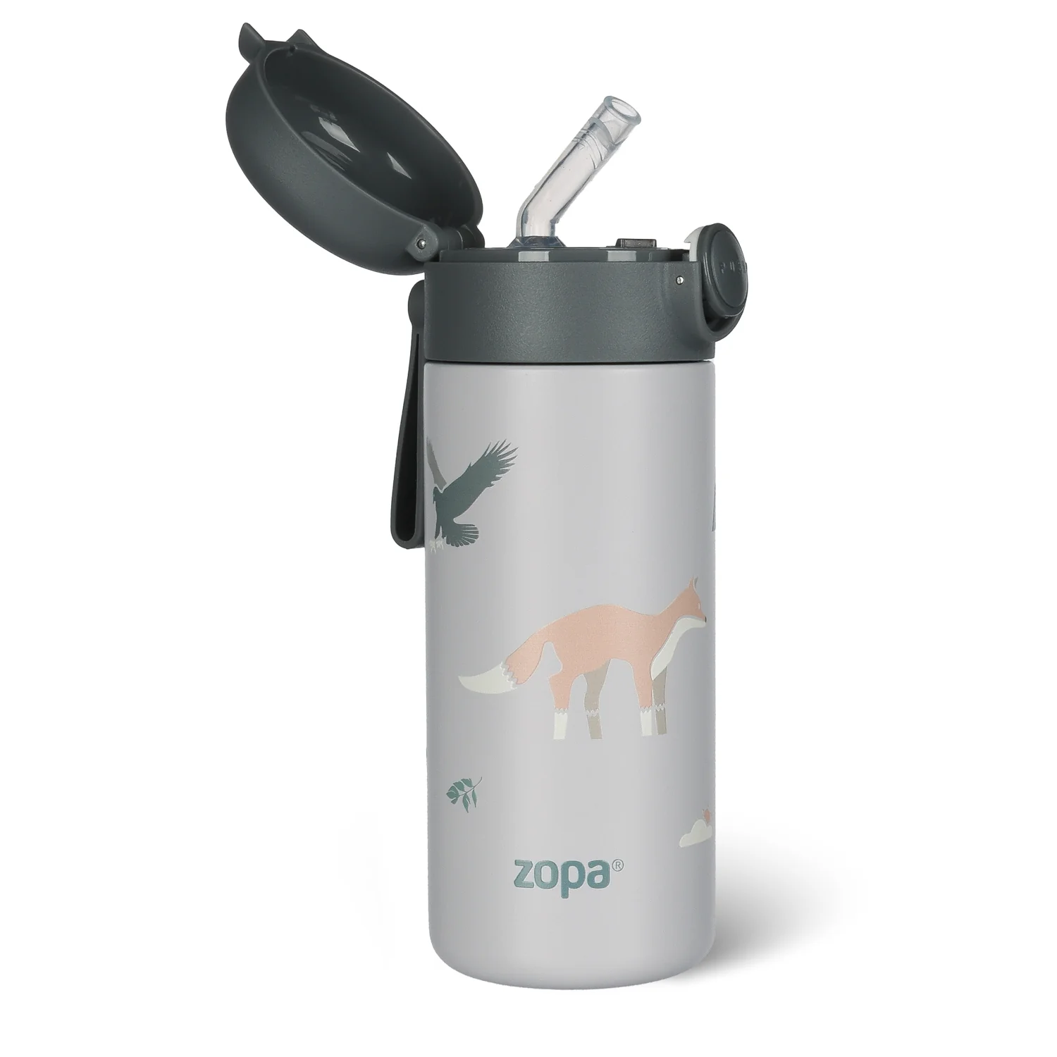 Zopa Termoska na tekutiny s brčkem a silikonovým držákem 350 ml, Mountains 1