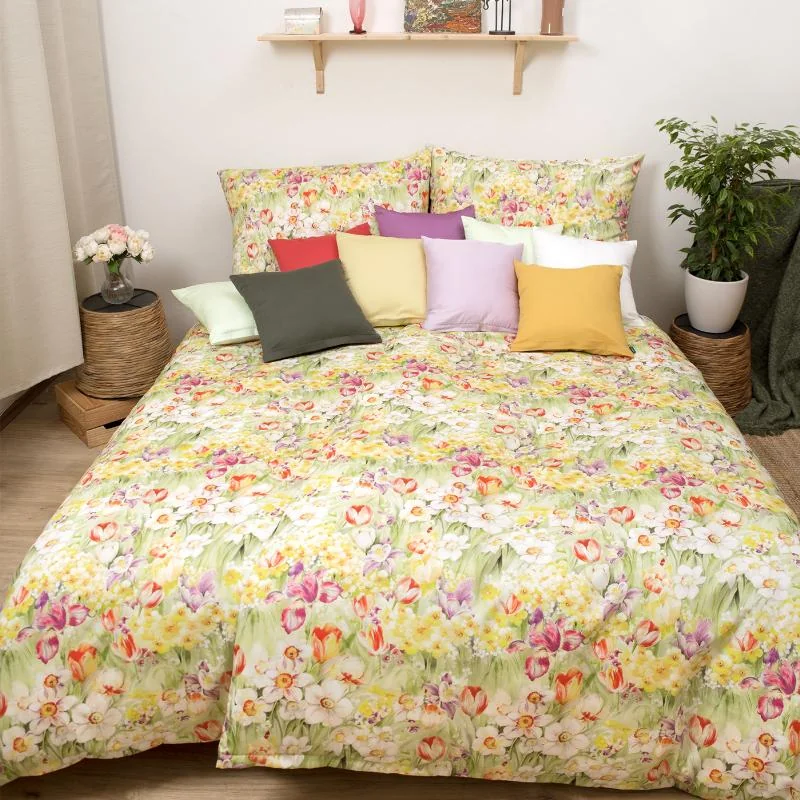 SCANquilt povlečení SATÉN DESIGN spring dream pestrá 140 x 200/70 x 90 cm
