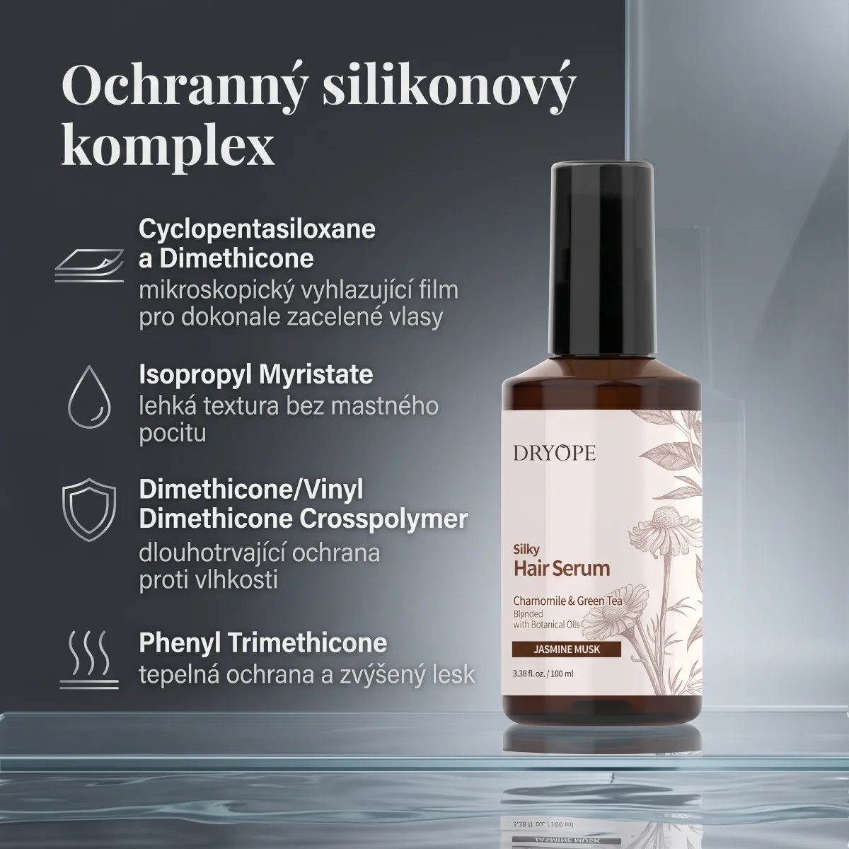 DRYOPE Jasmine Musk intenzivní vyživující sérum na vlasy 100 ml