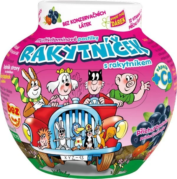Rakytníček Multivitaminové pastilky s rakytníkem - borůvka 120ks
