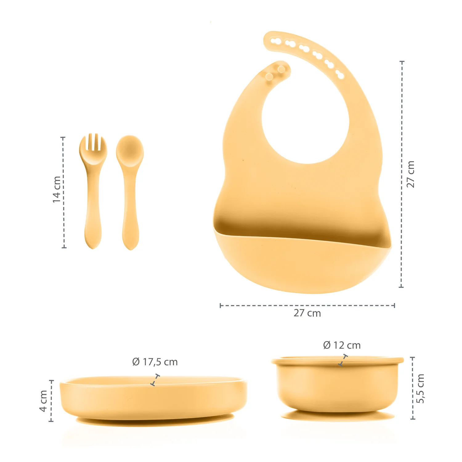Zopa Silikonová dětská jídelní sada, Mustard Yellow 4