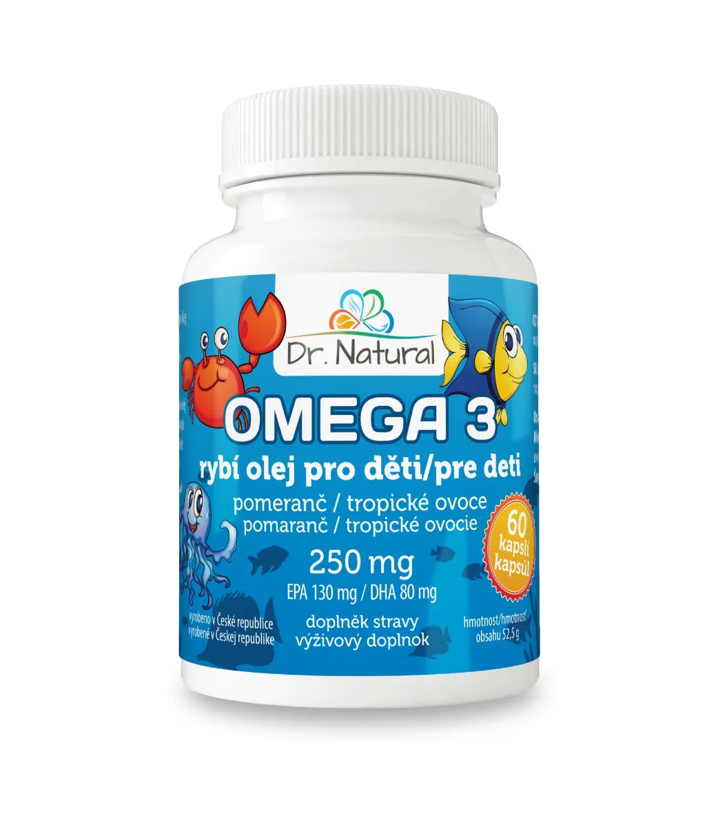 Dr. Natural Omega 3 Rybí olej pro děti 60 kapslí