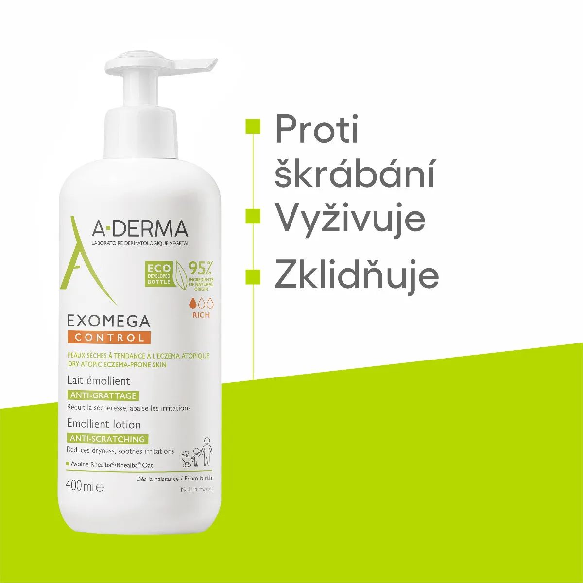 A-Derma Exomega Control Emolienční mléko pro suchou kůži se sklonem k atopii 400 ml