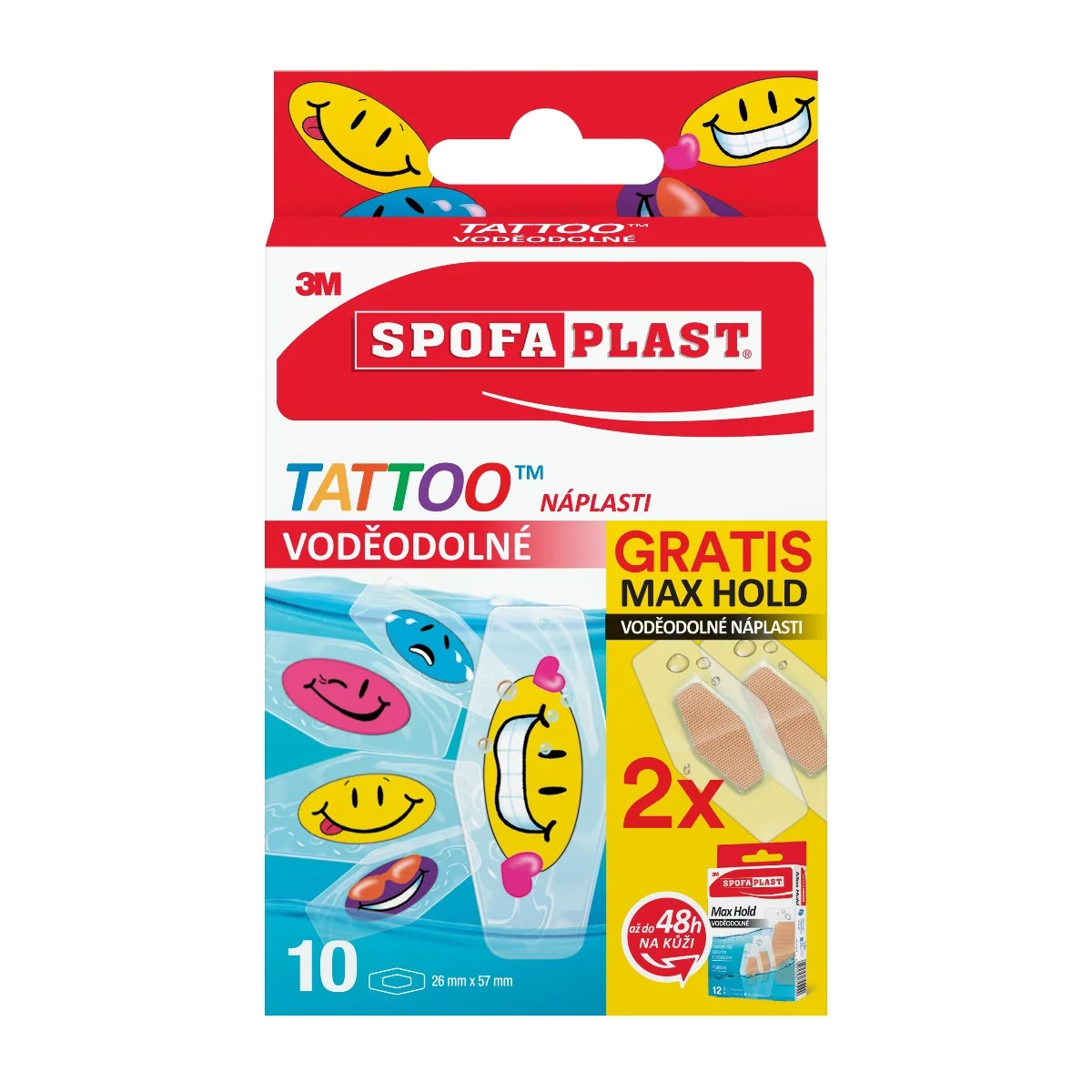 3M Spofaplast Voděodolné Tattoo dětské náplasti + 2 x Max Hold voděodolné náplasti 10 ks
