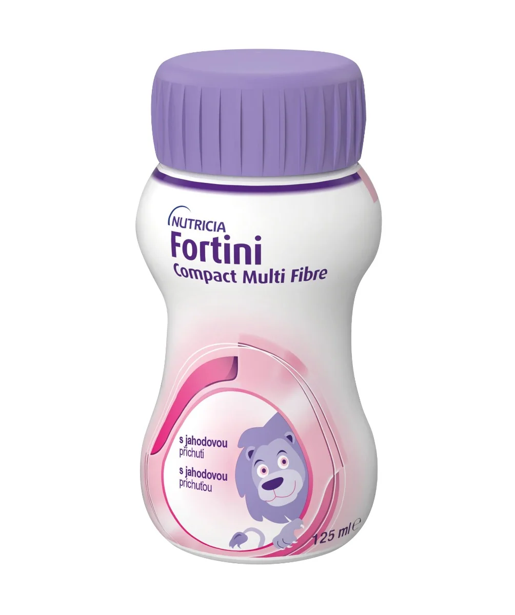 Fortini Compact Pro děti s vlákninou Jahoda 4x125 ml