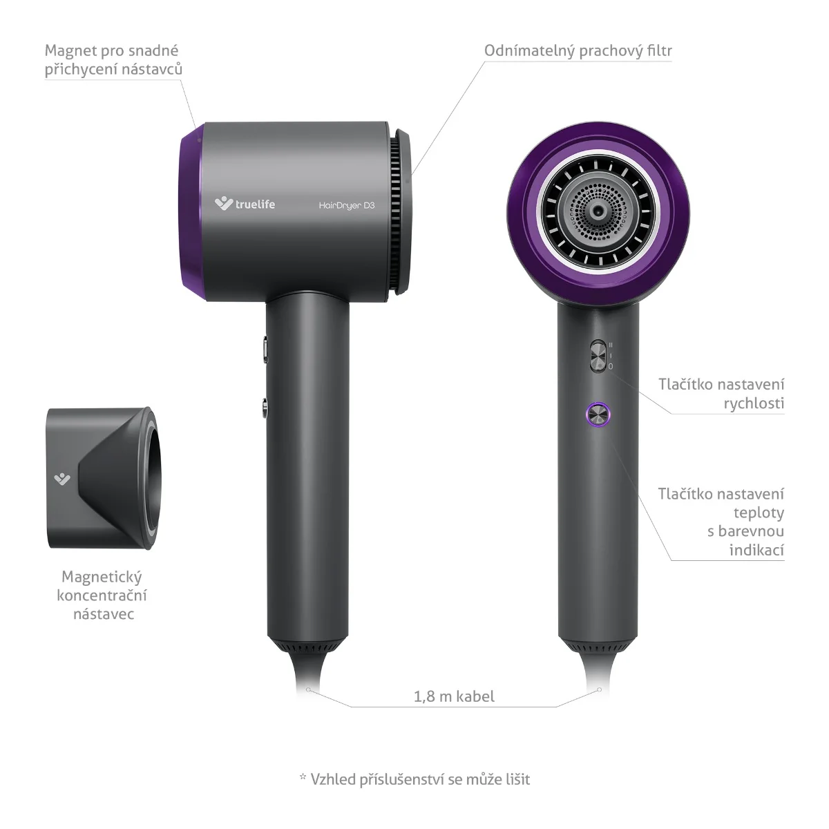 Truelife HairDryer D3 fén s ionizátorem