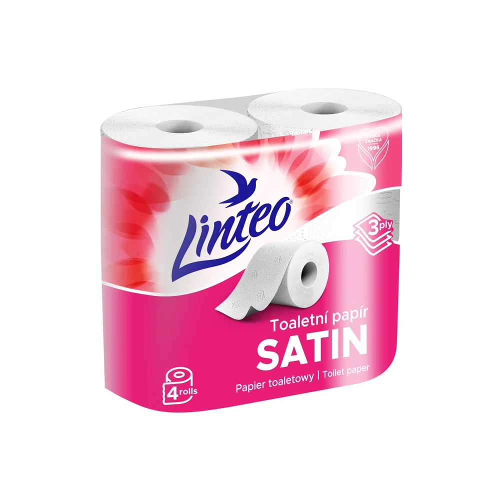 Linteo Satin Toaletní papír 3vrstvý bílý 4 role