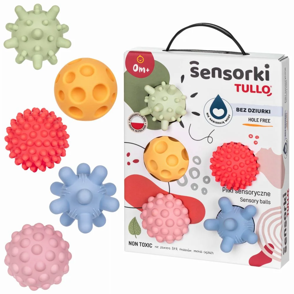 Tullo Pastelové senzorické míčky, 5 ks bez dírek