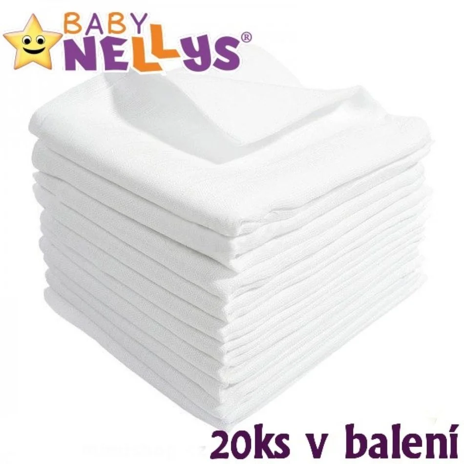 Baby Nellys Kvalitní bavlněné pleny TETRA BASIC 70x80cm, 20ks v bal. + 2 ks