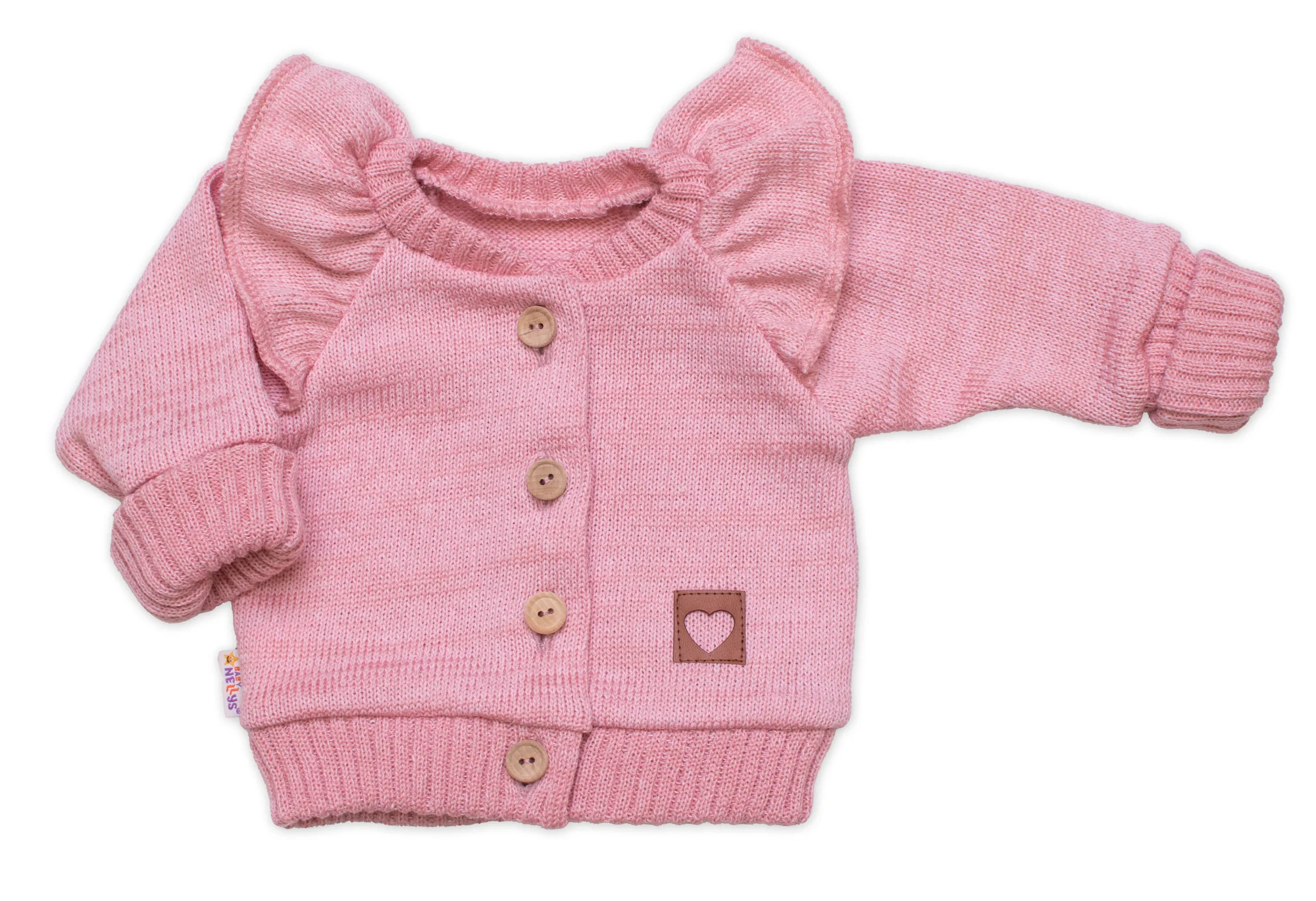Baby Nellys Rostoucí pletená sada 4D Girl s volánkem Love, růžová, vel. 68/74