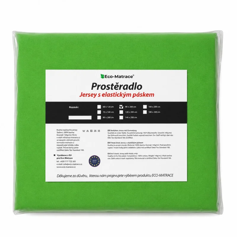 EcoMatrace Jersey prostěradlo Exclusive - zelené 180x200 cm