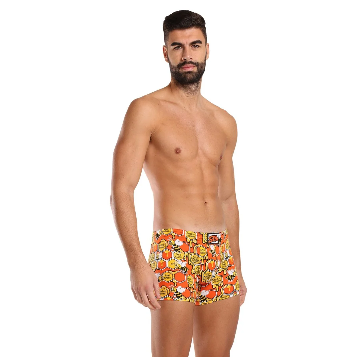 Styx Pánské boxerky long art klasická guma včelky (F1654) L