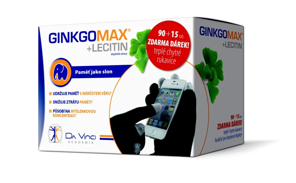 GinkgoMAX + Lecitin Da Vinci Acad. tob.90+15+dárek